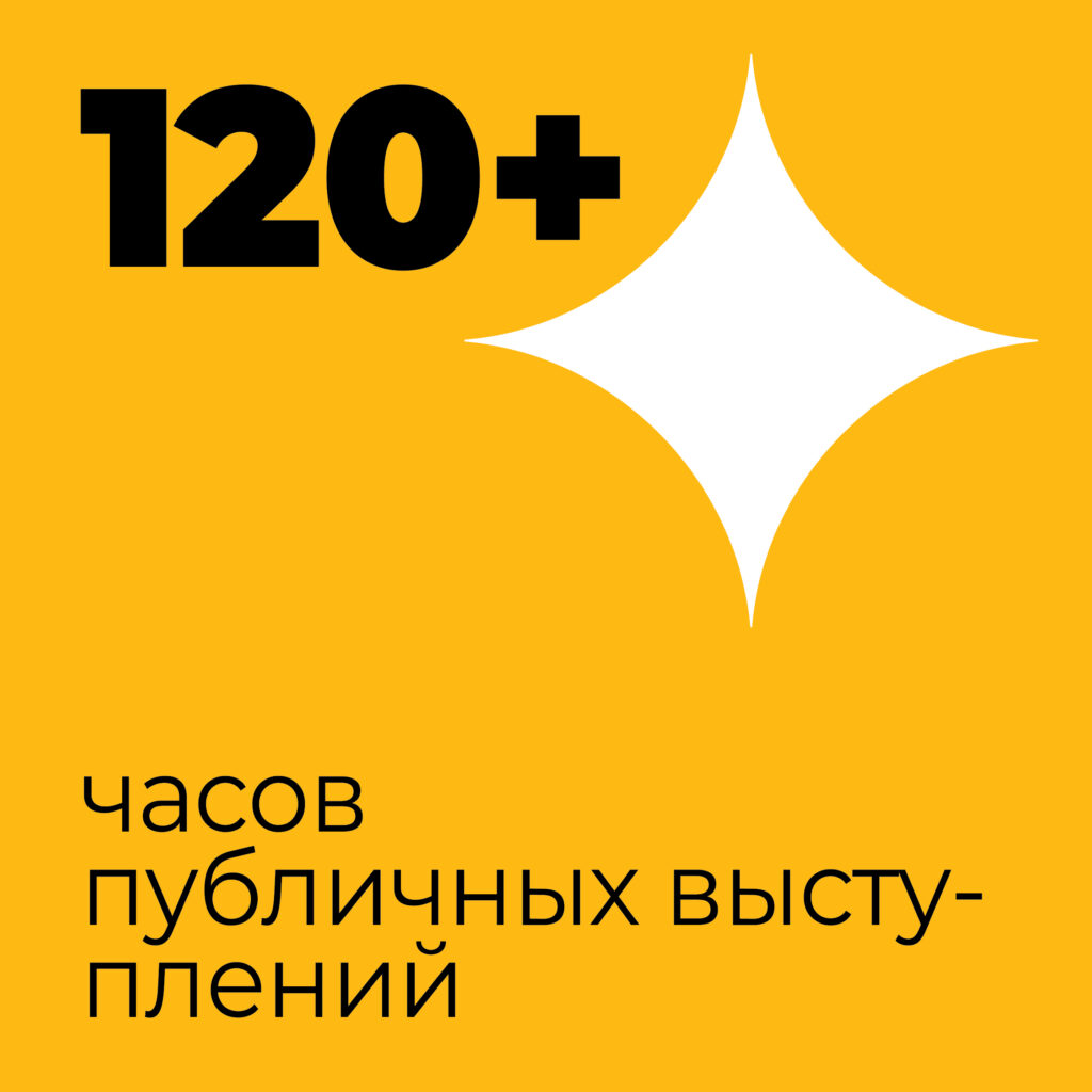 120+ часов публичных выступлений